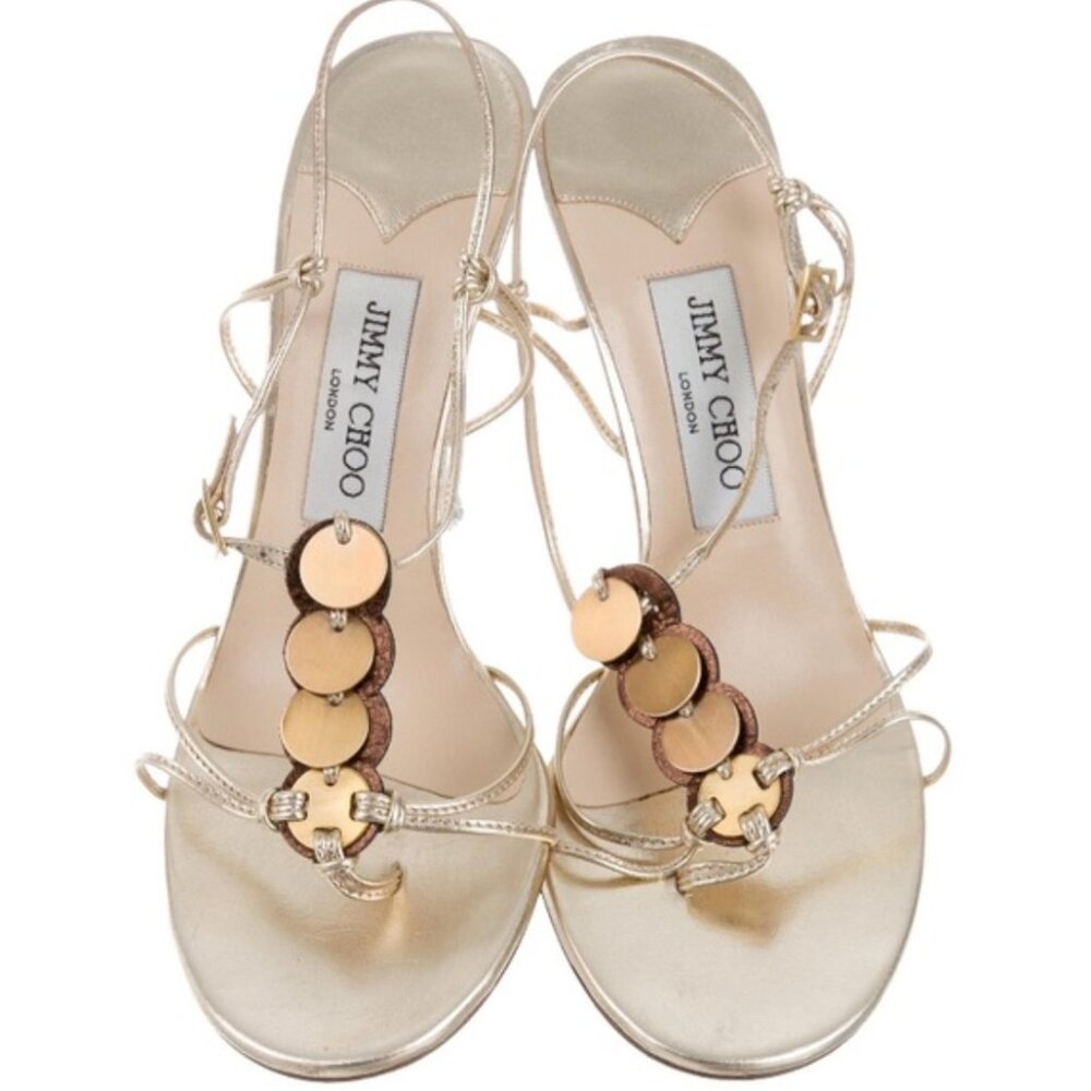 Jimmy Choo Gold Strappy Sandal Size 6